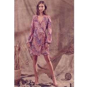Storia Sequin Long Sleeve Mini Wrap Dress